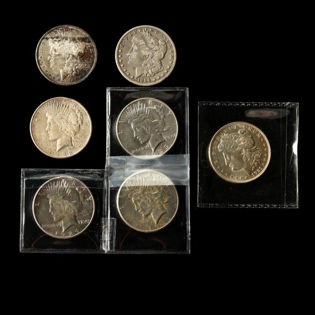 three-morgan-and-four-peace-silver-dollars