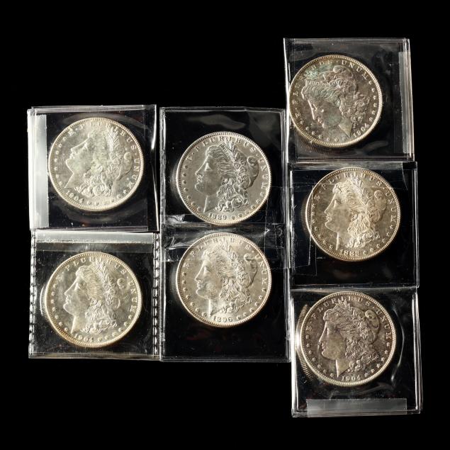 seven-bu-morgan-silver-dollars