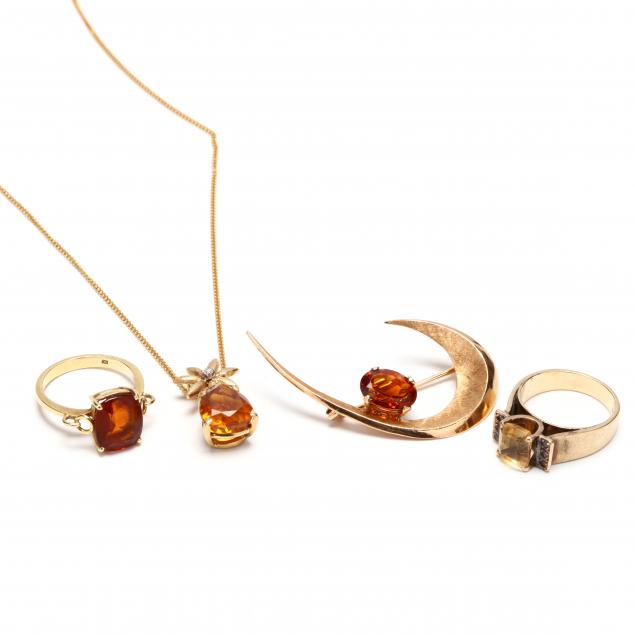 four-gold-and-citrine-jewelry-items