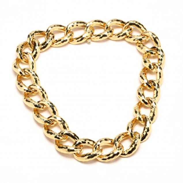 18kt-gold-hammered-link-necklace-henry-dunay