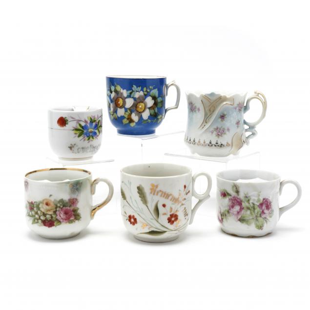 six-antique-porcelain-shaving-mugs