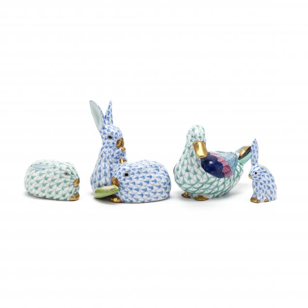 four-herend-porcelain-fishnet-animals