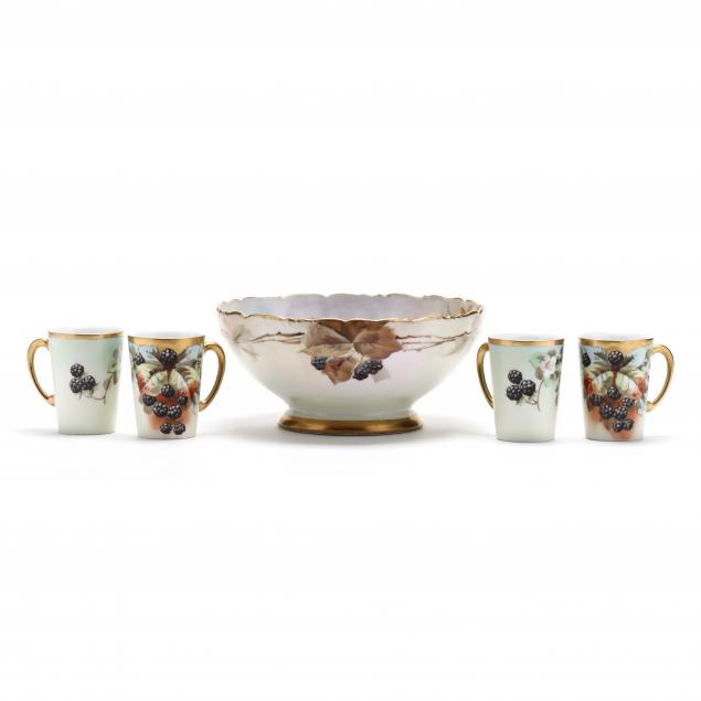 antique-porcelain-center-bowl-and-four-cups