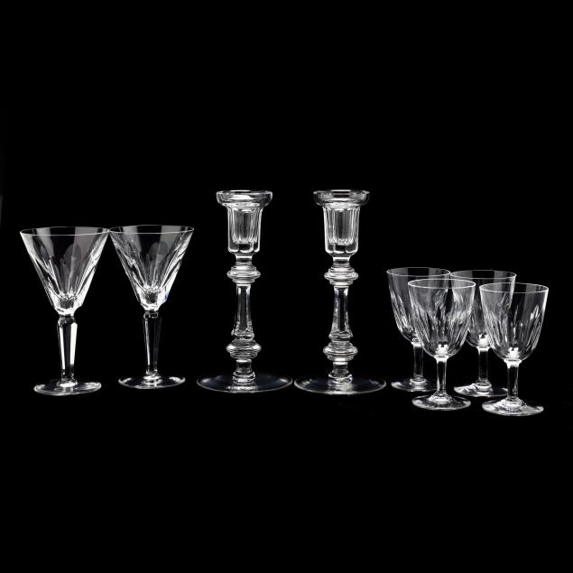 six-waterford-crystal-stems-and-a-pair-of-candlesticks