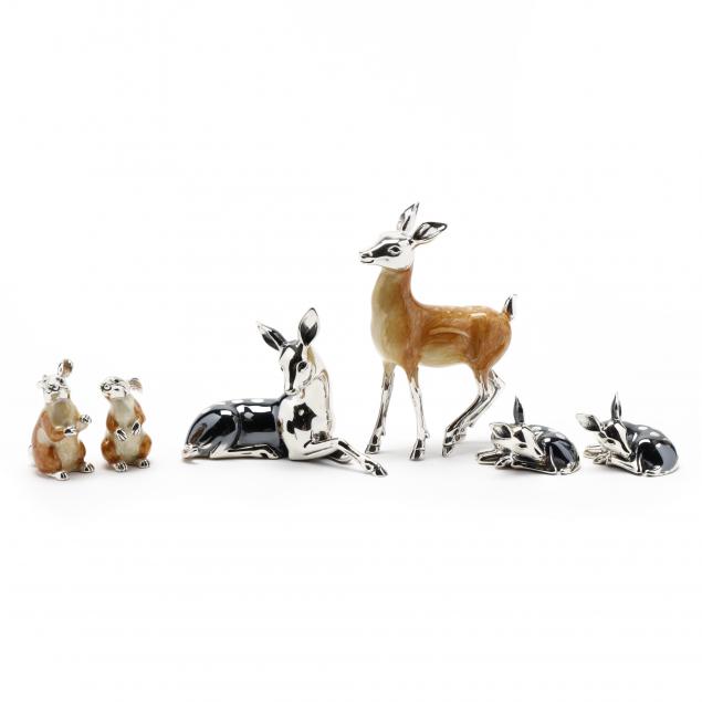 six-enameled-sterling-silver-animal-sculptures