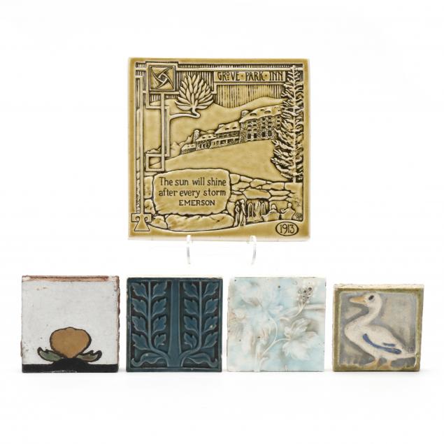five-arts-crafts-style-ceramic-tiles-incl-rookwood