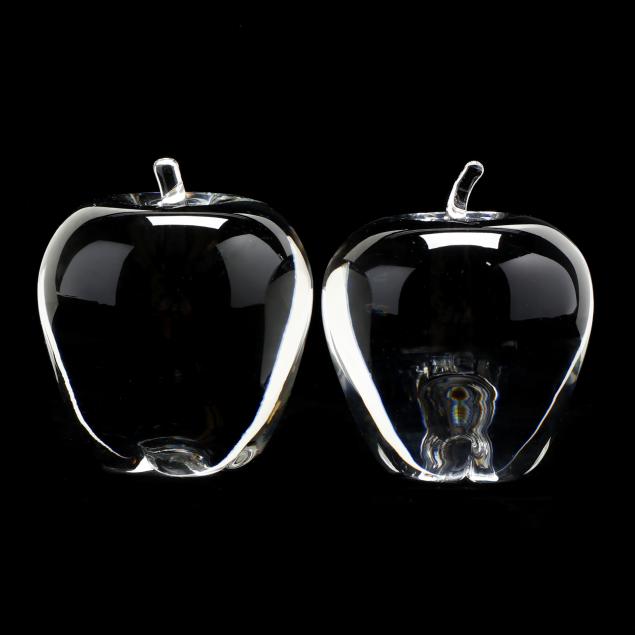 a-pair-of-steuben-glass-apple-paperweights