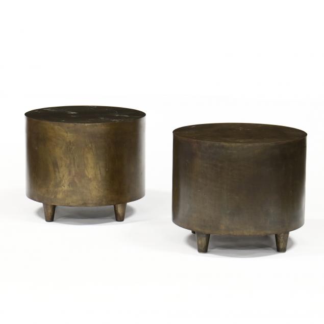 pair-of-modernist-bronze-drum-tables