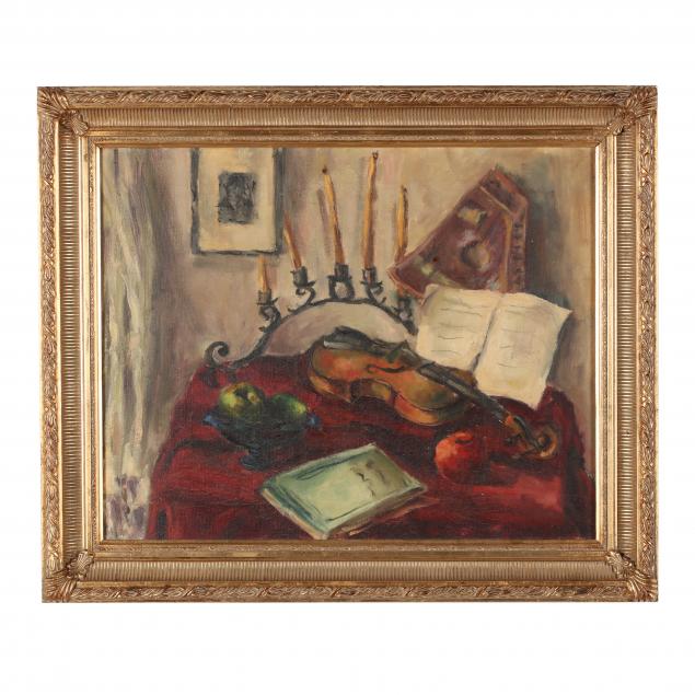 a-vintage-still-life-painting-with-violin-by-ilse-gelbart