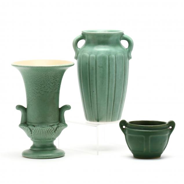 three-rumrill-art-pottery-vases