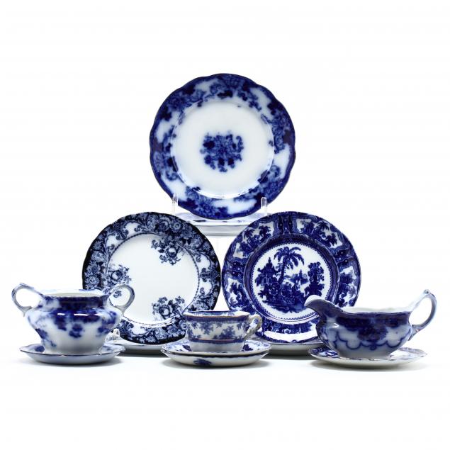 a-group-of-antique-flow-blue-china