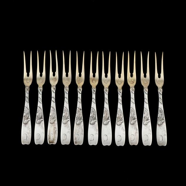 a-set-of-11-whiting-marine-theme-sterling-silver-forks
