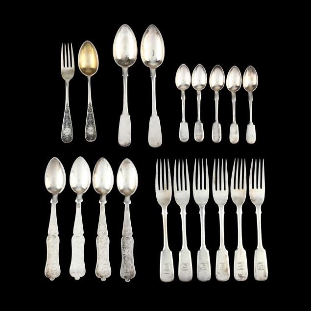 a-collection-of-russian-turkish-silver-flatware-including-faberge