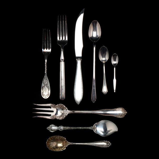 a-group-of-sterling-silver-silverplate-flatware