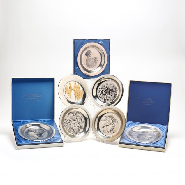 seven-sterling-silver-franklin-mint-plates