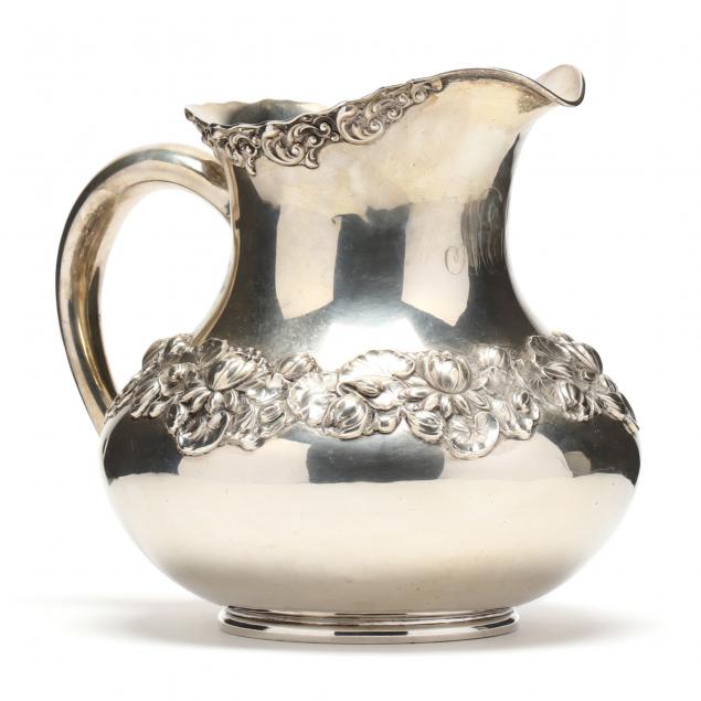 a-gorham-sterling-silver-pitcher-with-water-lily-motif
