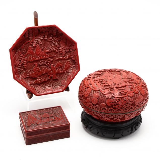 three-pieces-of-chinese-cinnabar-lacquerware