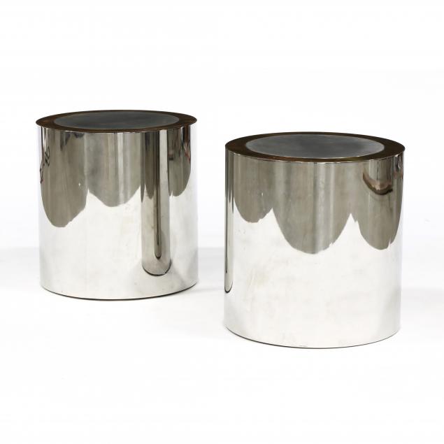 pair-of-modern-steel-and-brass-drum-tables