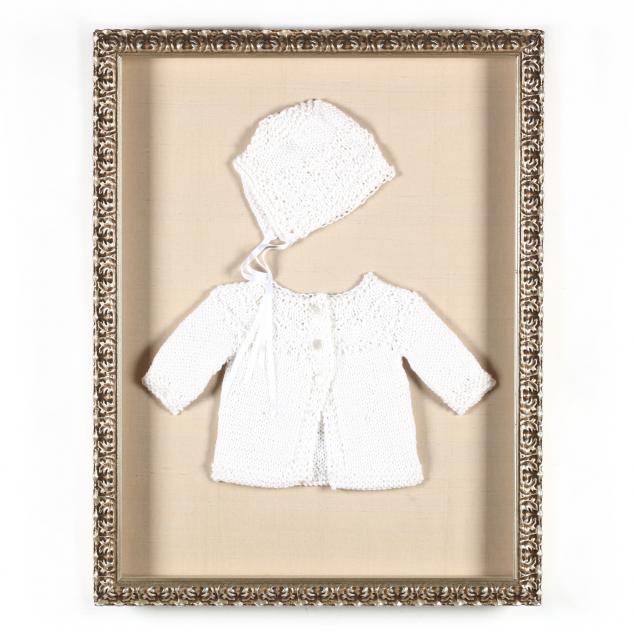 framed-baby-s-crocheted-cap-and-jacket