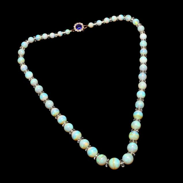vintage-14kt-gold-opal-synthetic-sapphire-and-diamond-necklace