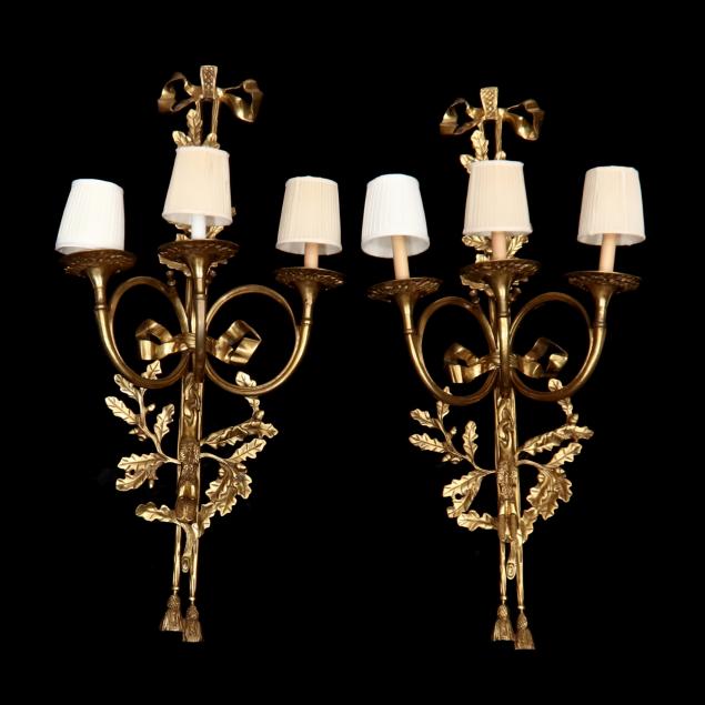 pair-of-brass-triple-light-classical-style-sconces