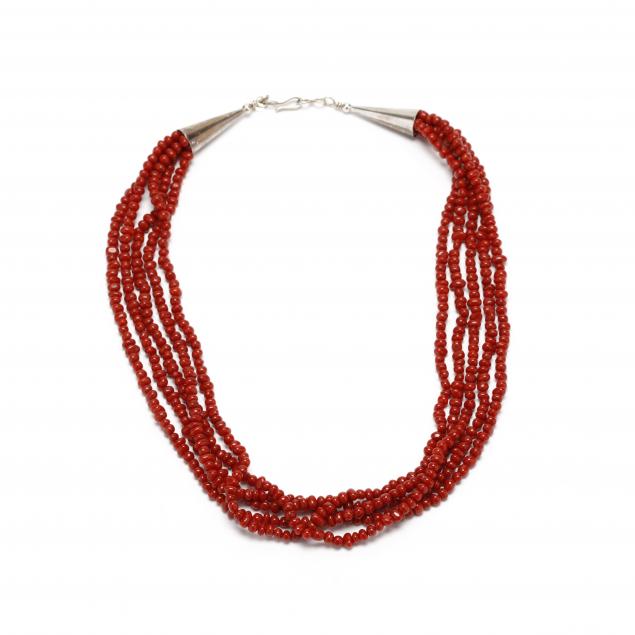 sterling-silver-and-coral-bead-torsade-necklace