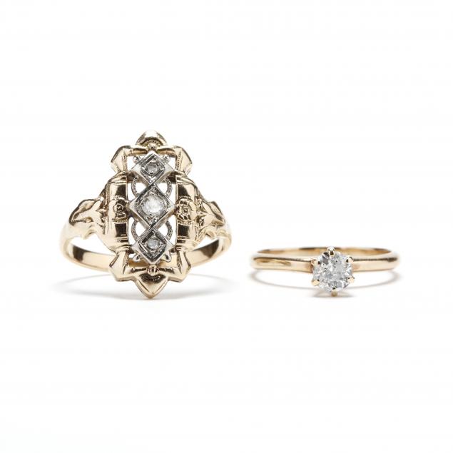 two-vintage-diamond-rings