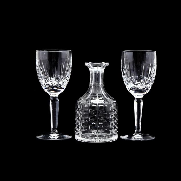 pair-of-waterford-wine-glasses-and-decanter