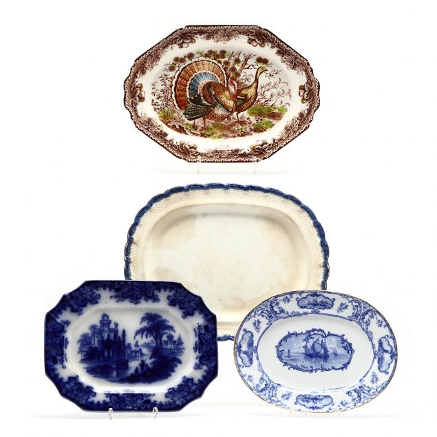 four-transferware-serving-platters