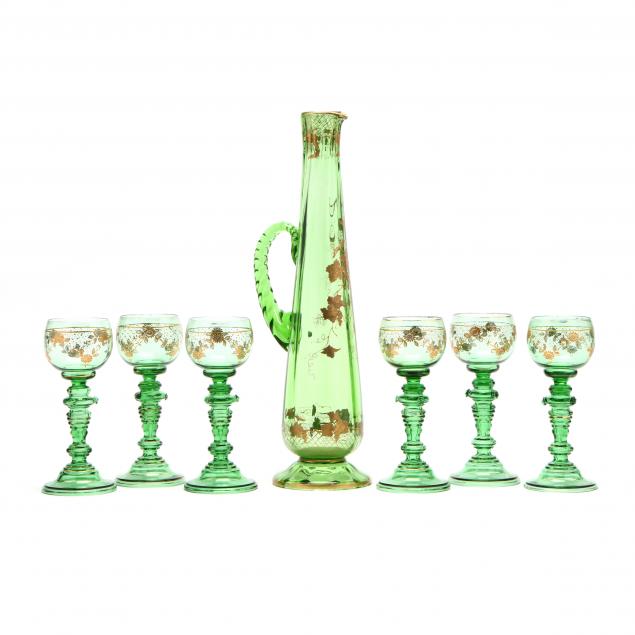 att-moser-gilt-pitcher-and-wine-glasses