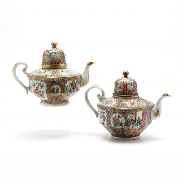 two-similar-chinese-export-famille-rose-dome-top-tea-pots