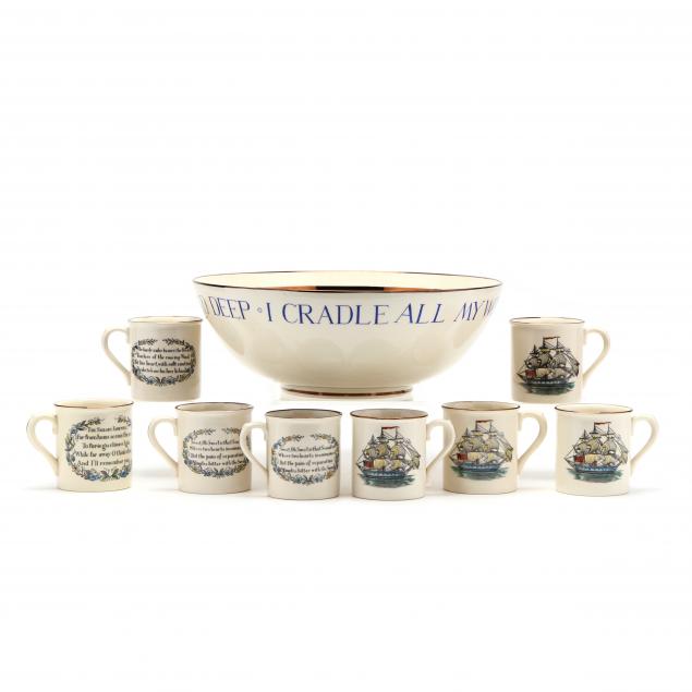 old-castle-sailor-themed-punch-bowl-and-cups