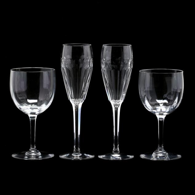 pair-of-waterford-champagne-flutes-and-baccarat-wine-goblets
