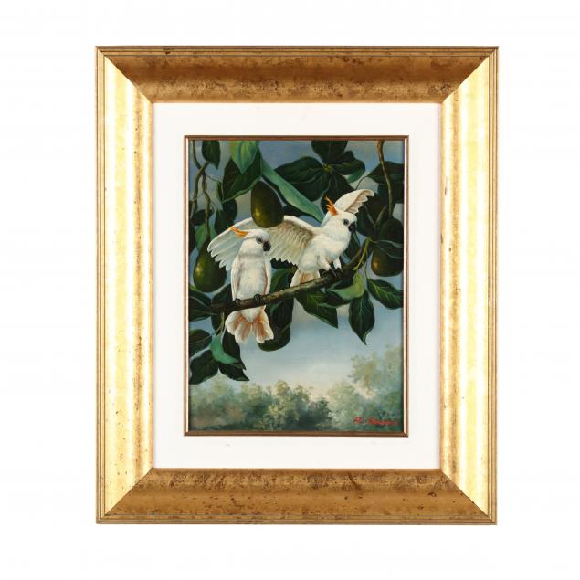 contemporary-painting-of-cockatoos-on-an-avocado-branch