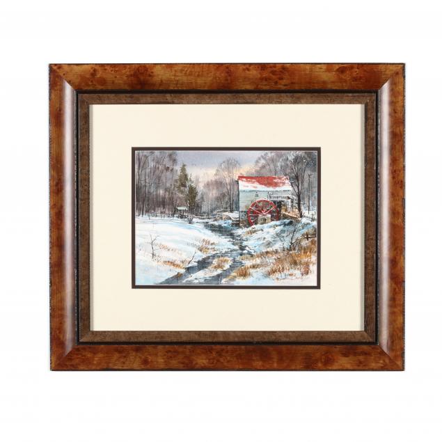 luke-buck-in-20th-century-i-snow-on-the-old-mill-of-gilford-i