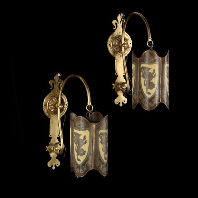 pair-of-vintage-heraldic-shade-sconces