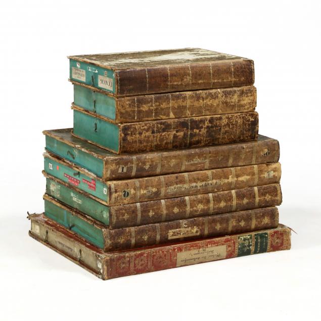group-of-eight-oversized-antique-faux-book-form-document-boxes