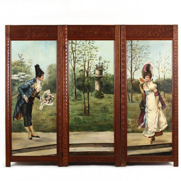 a-vintage-painted-three-panel-floor-screen