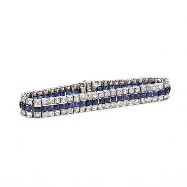 art-deco-platinum-diamond-and-synthetic-sapphire-bracelet