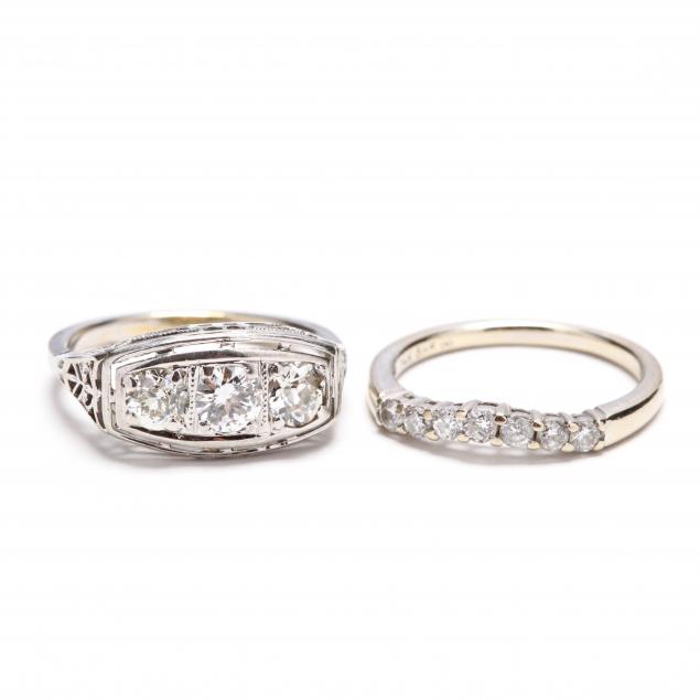 two-14kt-white-gold-and-diamond-rings