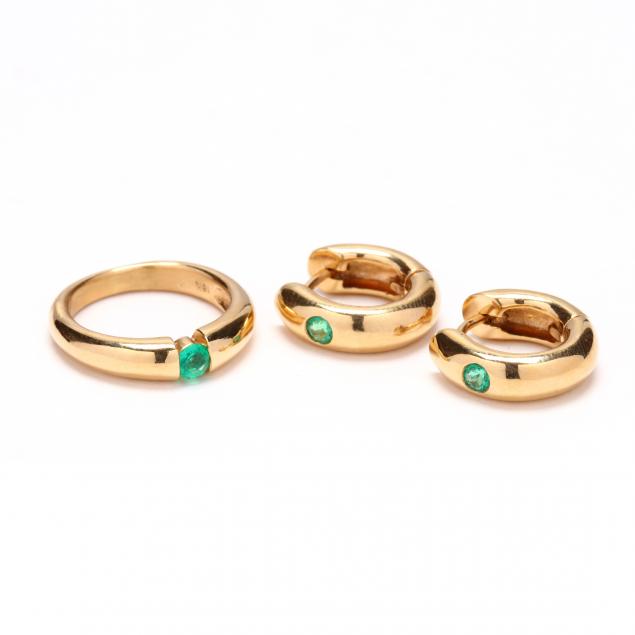 18kt-gold-emerald-ring-and-earrings