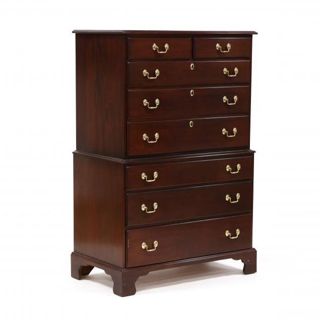 kittinger-chippendale-style-mahogany-semi-tall-chest-of-drawers