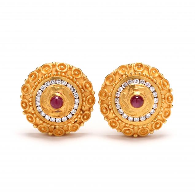 18kt-gold-diamond-and-ruby-earrings