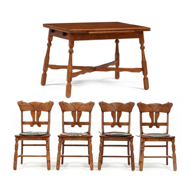vintage-colonial-style-maple-dining-table-and-four-chairs