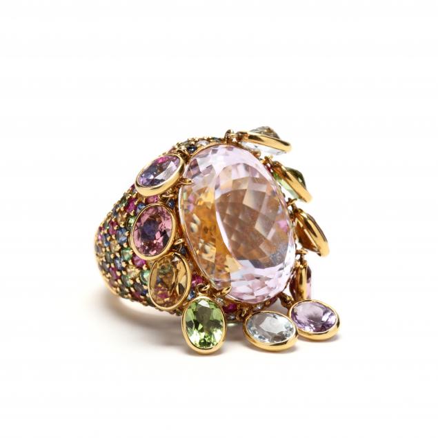 18kt-kunzite-and-multi-gemstone-ring