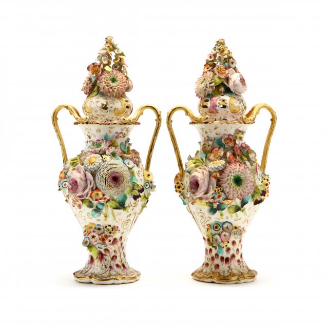 a-pair-of-english-flower-encrusted-potpourri-vases-with-covers