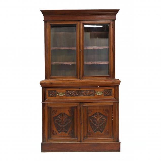 antique-continental-carved-walnut-butler-s-bookcase
