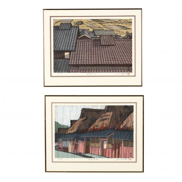two-woodblock-prints-by-katsuyuki-nishjima-japanese-b-1945