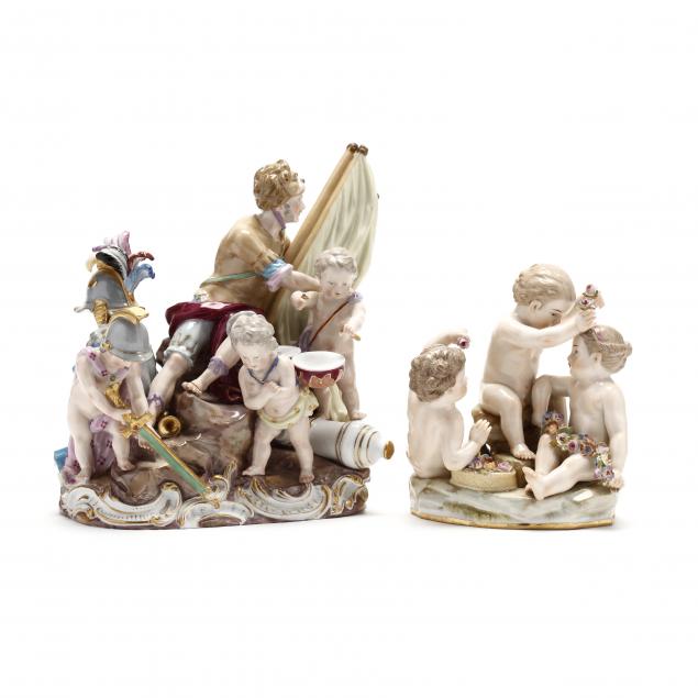 two-porcelain-figural-groups