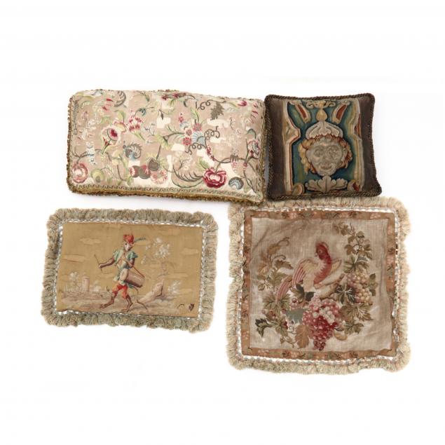 four-antique-tapestry-covered-pillows-and-pillowcases